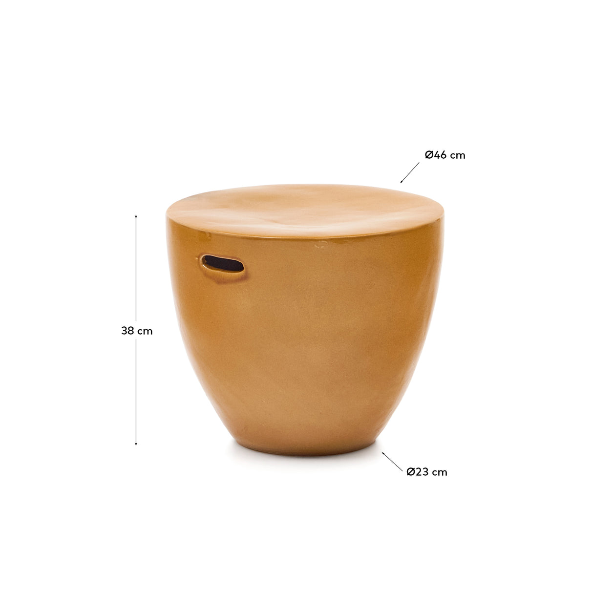 Mesquida Outdoor Beistelltisch aus Keramik mit senffarbenem Glasurfinish Ø 45 cm - ZEN ZONE Furniture