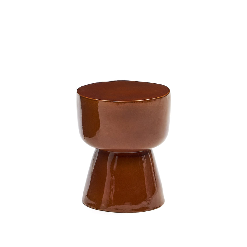 Mesquida Outdoor Beistelltisch aus Keramik  mit Terrakotta Glasurfinish Ø 35 cm - ZEN ZONE Furniture