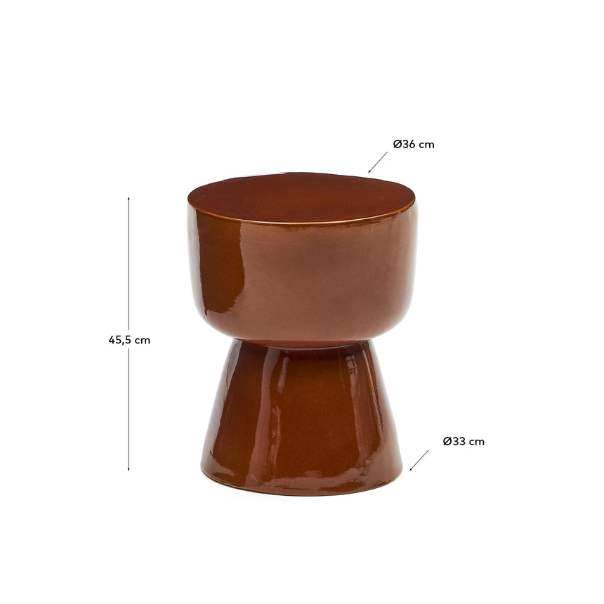Mesquida Outdoor Beistelltisch aus Keramik  mit Terrakotta Glasurfinish Ø 35 cm - ZEN ZONE Furniture