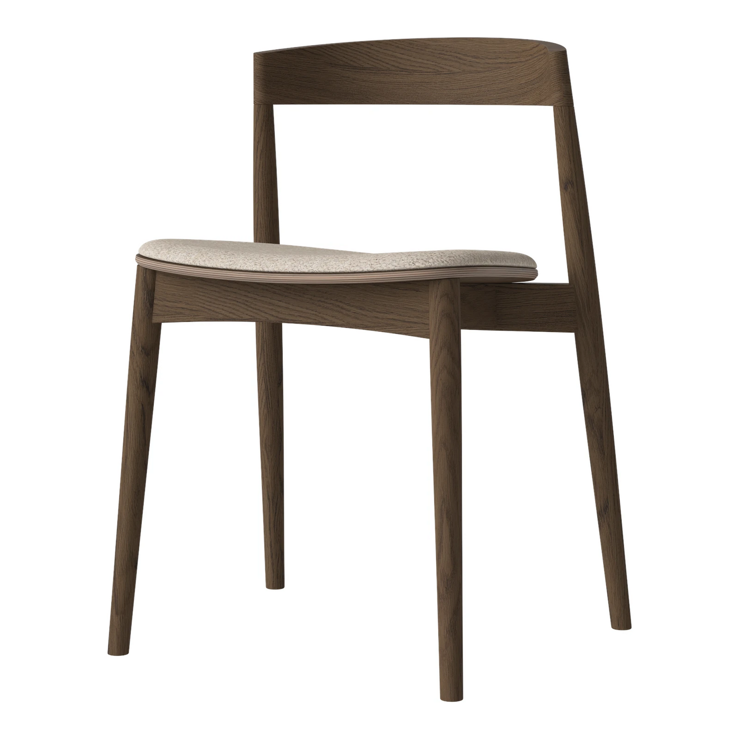 Kite Esstischstuhl aus Dunkel geölter Eiche – Gepolstert, Monza - Bouclé und Textur, Beige - ZEN ZONE Furniture