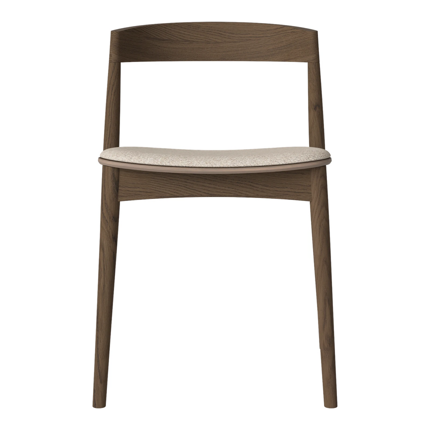 Kite Esstischstuhl aus Dunkel geölter Eiche – Gepolstert, Monza - Bouclé und Textur, Beige - ZEN ZONE Furniture