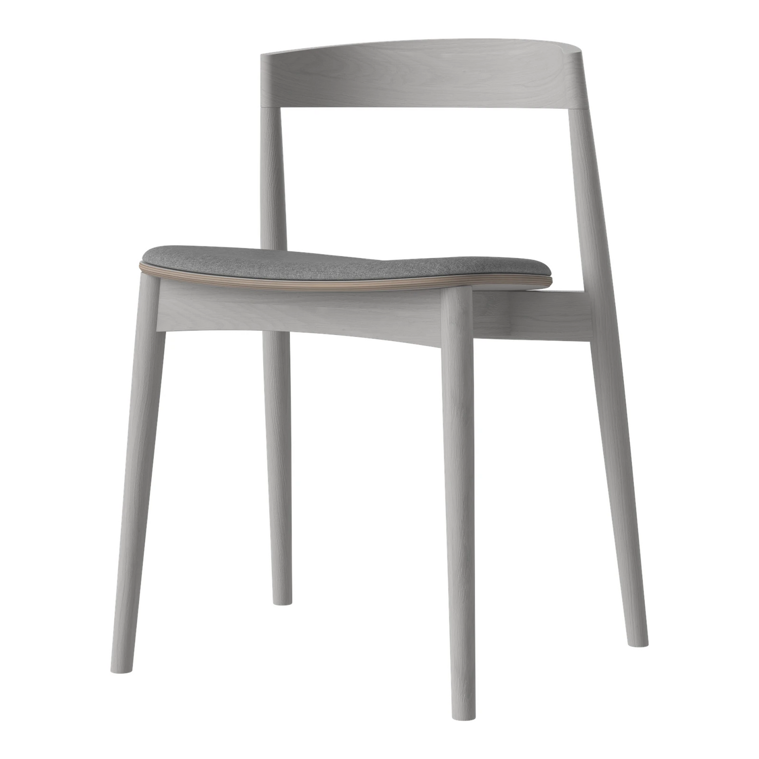 Kite Esstischstuhl aus Eiche grau lackiert – Gepolstert, Soil - Glattes Gewebe, Light Grey - ZEN ZONE Furniture