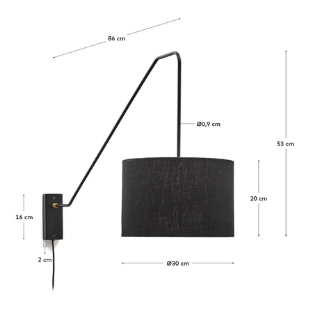 Wandleuchte Jex aus schwarz lackiertem Metall - ZEN ZONE Furniture