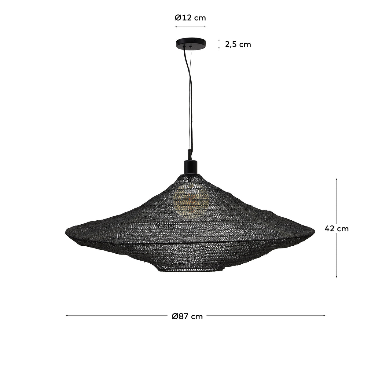 Deckenleuchte Makai aus Metall mit schwarzem Finish Ø 87 cm - ZEN ZONE Furniture