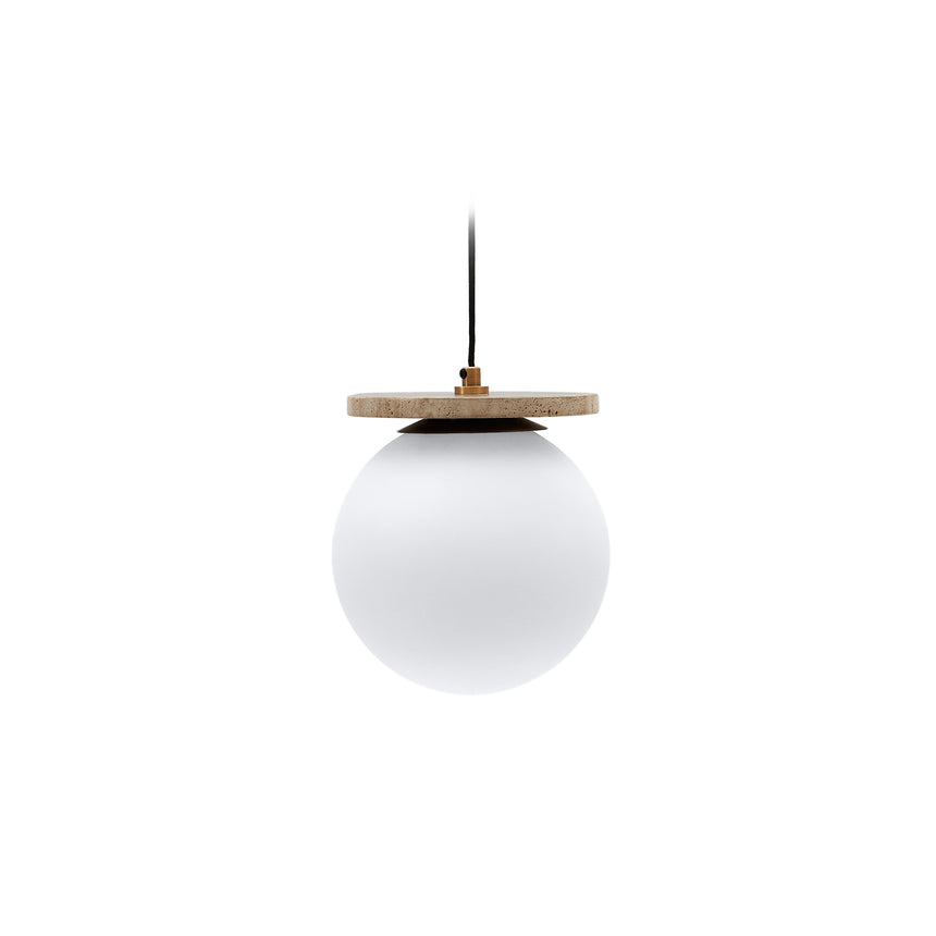 Deckenleuchte Malachi aus Milchglas und Travertinstein - ZEN ZONE Furniture