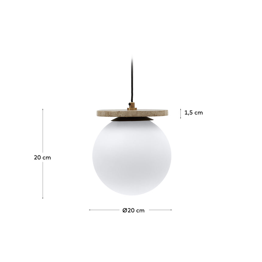 Deckenleuchte Malachi aus Milchglas und Travertinstein - ZEN ZONE Furniture