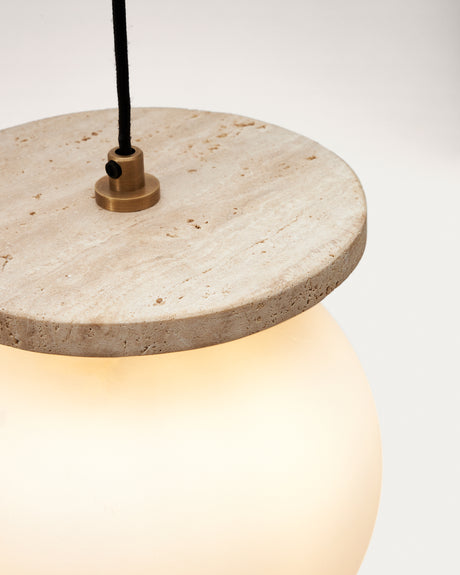 Deckenleuchte Malachi aus Milchglas und Travertinstein - ZEN ZONE Furniture