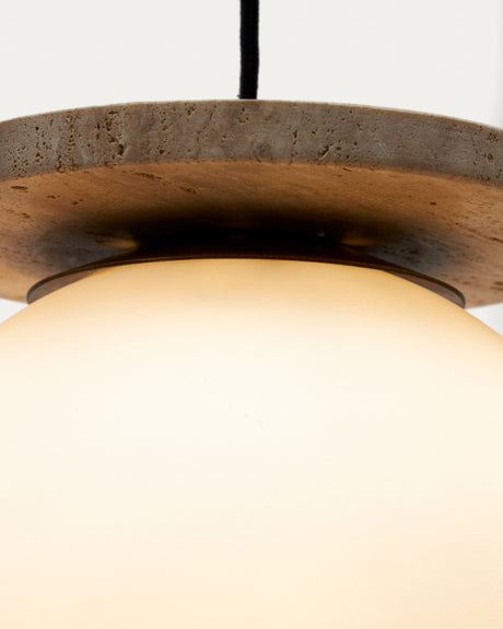 Deckenleuchte Malachi aus Milchglas und Travertinstein - ZEN ZONE Furniture