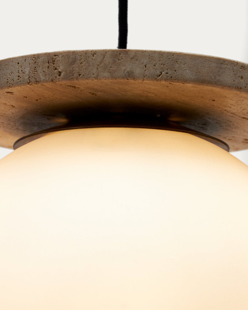 Deckenleuchte Malachi aus Milchglas und Travertinstein - ZEN ZONE Furniture