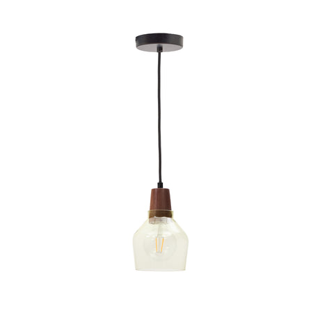 Deckenleuchte Silex aus grünem Glas und Walnussholz Ø 13 cm - ZEN ZONE Furniture