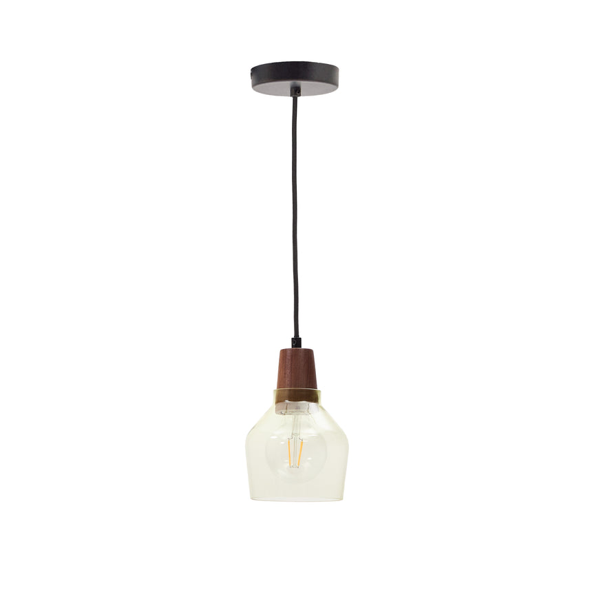 Deckenleuchte Silex aus grünem Glas und Walnussholz Ø 13 cm - ZEN ZONE Furniture
