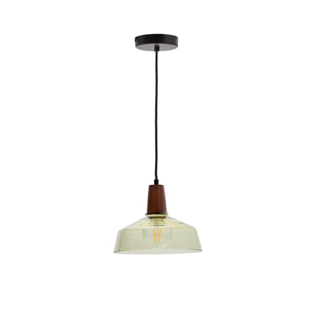 Deckenleuchte Silex aus grünem Glas und Walnussholz Ø 40 cm - ZEN ZONE Furniture