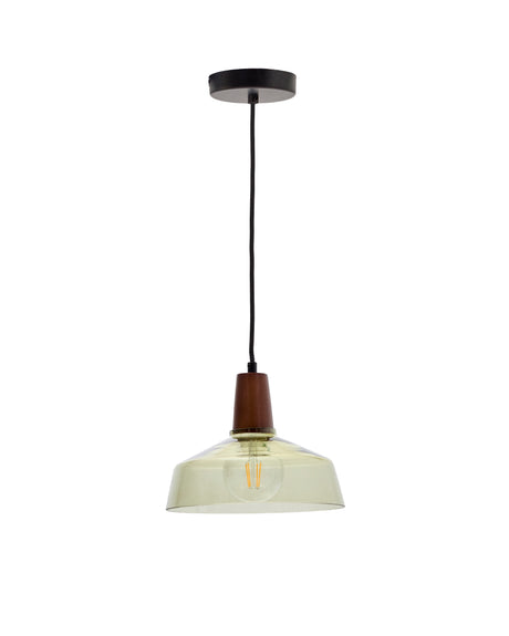 Deckenleuchte Silex aus grünem Glas und Walnussholz Ø 40 cm - ZEN ZONE Furniture