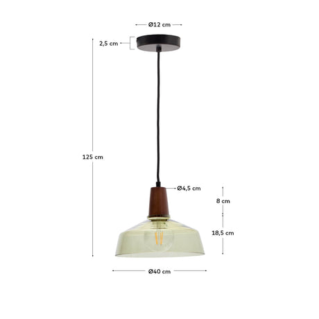 Deckenleuchte Silex aus grünem Glas und Walnussholz Ø 40 cm - ZEN ZONE Furniture