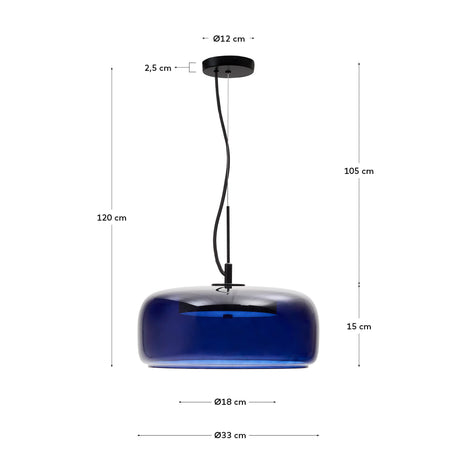 Deckenleuchte Reig aus blauem Glas Ø 38 cm - ZEN ZONE Furniture