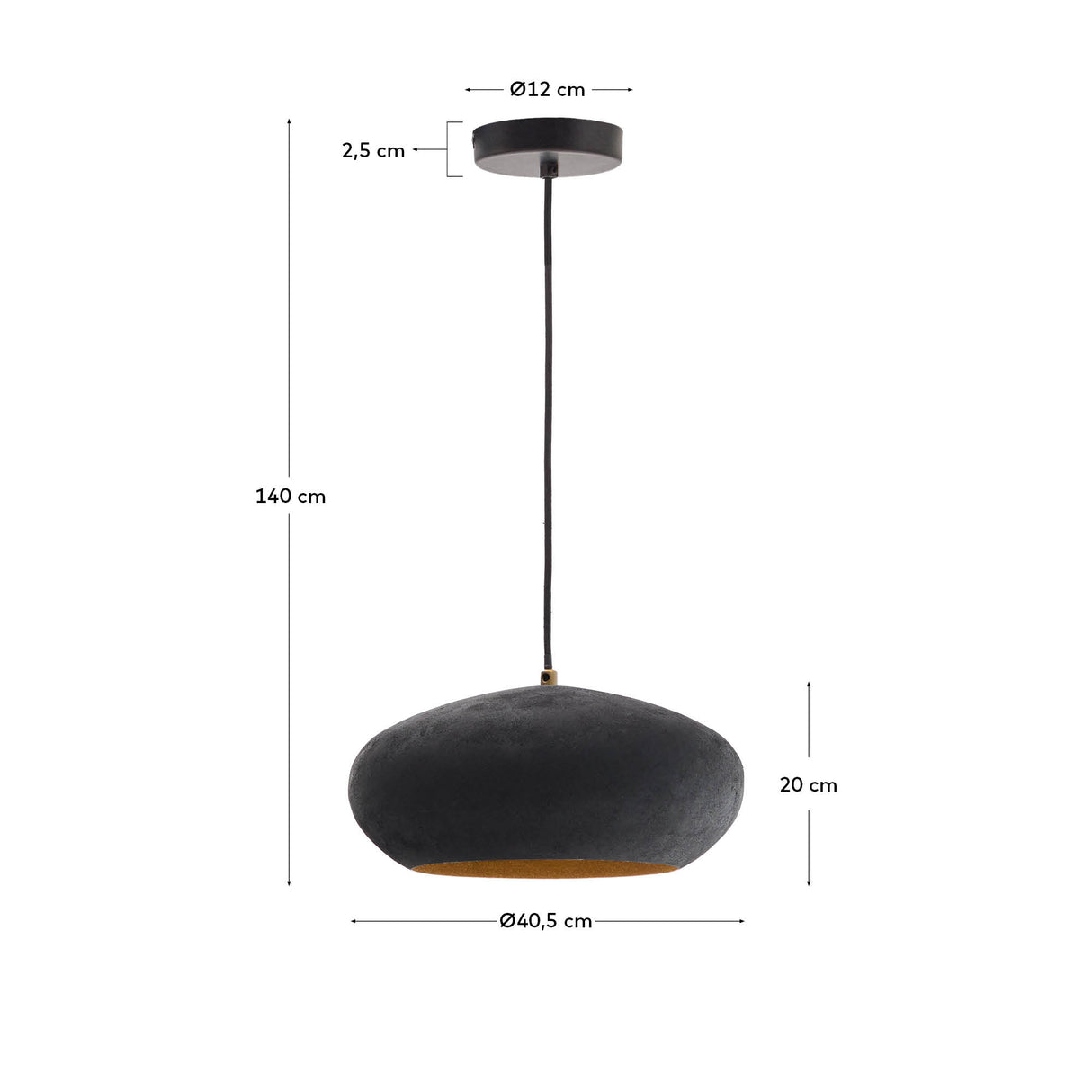 Deckenleuchte Inda aus Metall mit schwarzem Finish Ø 30 cm - ZEN ZONE Furniture