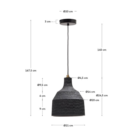 Deckenleuchte Amire aus Holz mit schwarzem Finish Ø 21 cm - ZEN ZONE Furniture