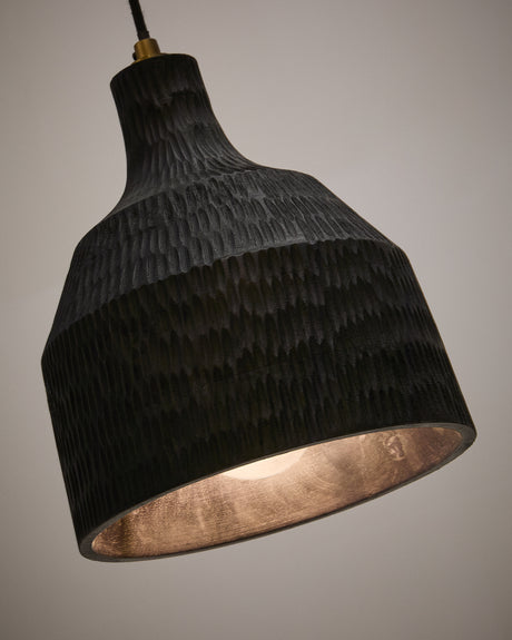 Deckenleuchte Amire aus Holz mit schwarzem Finish Ø 21 cm - ZEN ZONE Furniture