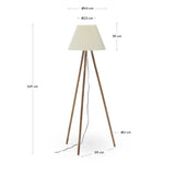 Benicarlo Stehlampe aus Kautschukholz mit natürlichem Finish und Beige - ZEN ZONE Furniture