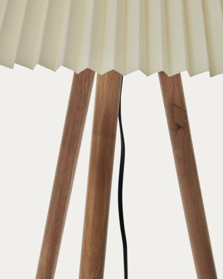 Benicarlo Stehlampe aus Kautschukholz mit natürlichem Finish und Beige - ZEN ZONE Furniture