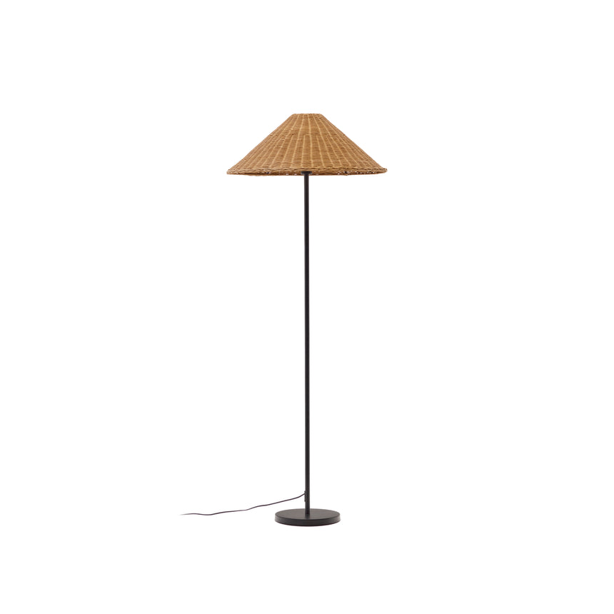 Urania Stehleuchte aus Rattan und Metall mit schwarzer Lackierung - ZEN ZONE Furniture
