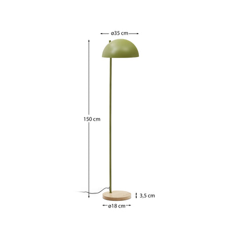 Catlar Stehlampe aus Eschenholz und Metall mit grünem Lackfinish - ZEN ZONE Furniture