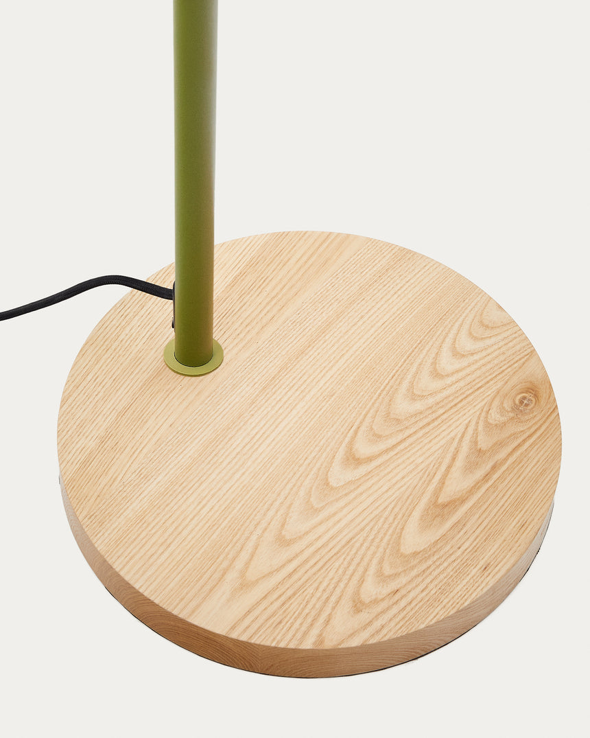 Catlar Stehlampe aus Eschenholz und Metall mit grünem Lackfinish - ZEN ZONE Furniture