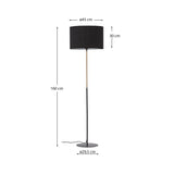 Canar Stehlampe aus Metall und Rattan mit schwarzem Baumwollschirm - ZEN ZONE Furniture
