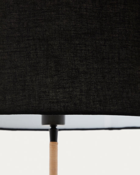 Canar Stehlampe aus Metall und Rattan mit schwarzem Baumwollschirm - ZEN ZONE Furniture