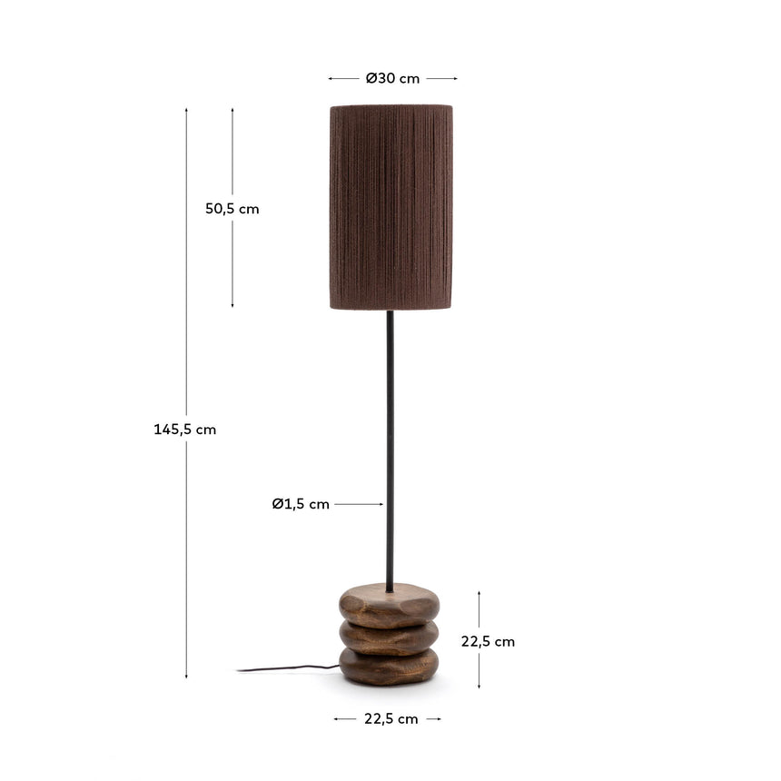 Stehlampe Kor aus Akazienholz mit dunklem Finish und Jute - ZEN ZONE Furniture