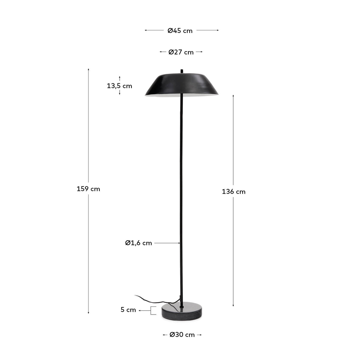 Stehlampe Sayra aus schwarzem Marmor und Metall mit schwarzem Finish - ZEN ZONE Furniture