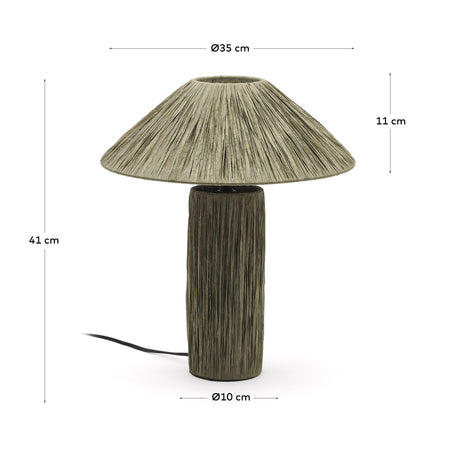 Samse grüne Tischleuchte aus Raffiabast - ZEN ZONE Furniture