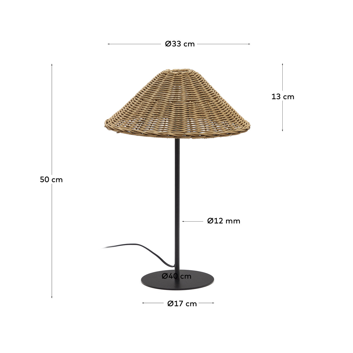 Urania Tischleuchte aus Rattan und Metall mit schwarzer Lackierung - ZEN ZONE Furniture