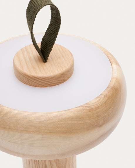 Luba tragbare Tischlampe aus massivem Eschenholz und grünem Baumwollgriff - ZEN ZONE Furniture
