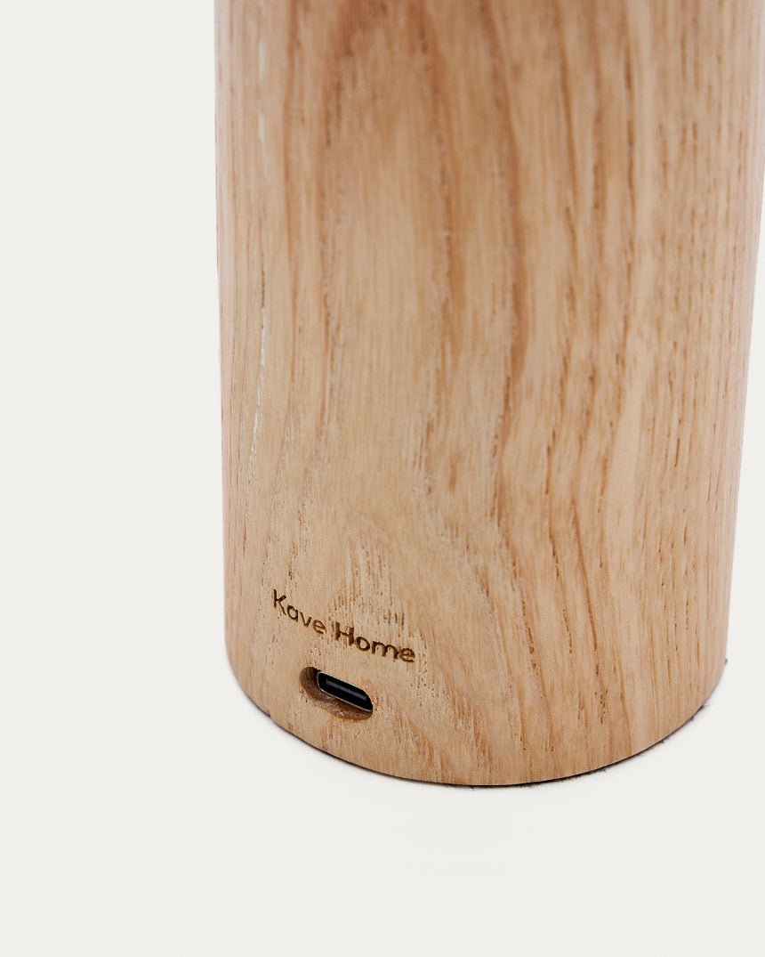 Luba tragbare Tischlampe aus massivem Eschenholz und grünem Baumwollgriff - ZEN ZONE Furniture