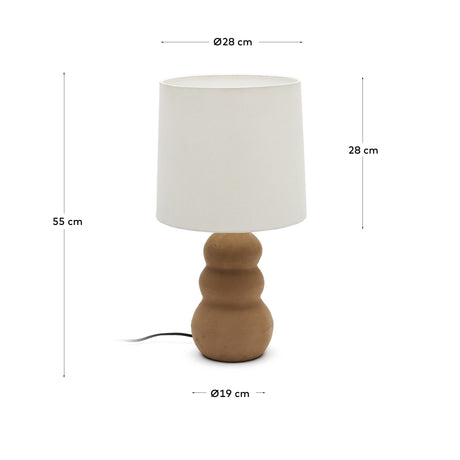 Madsen Tischleuchte aus Terrakotta mit weißem Lampenschirm - ZEN ZONE Furniture