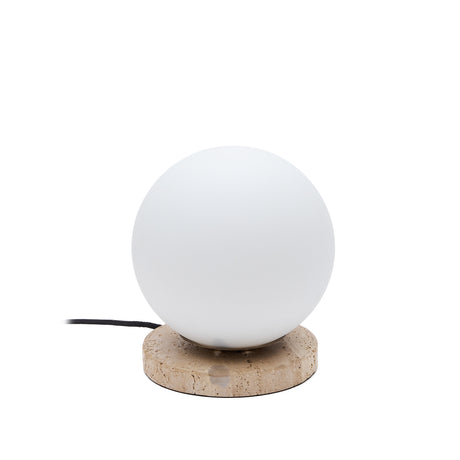 Malachi Tischlampe aus Milchglas und Travertinstein - ZEN ZONE Furniture