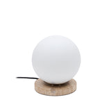 Malachi Tischlampe aus Milchglas und Travertinstein - ZEN ZONE Furniture