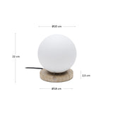 Malachi Tischlampe aus Milchglas und Travertinstein - ZEN ZONE Furniture