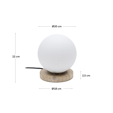 Malachi Tischlampe aus Milchglas und Travertinstein - ZEN ZONE Furniture