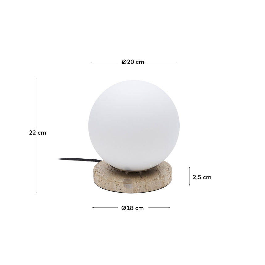 Malachi Tischlampe aus Milchglas und Travertinstein - ZEN ZONE Furniture
