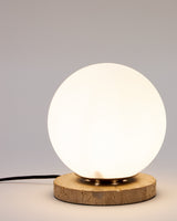 Malachi Tischlampe aus Milchglas und Travertinstein - ZEN ZONE Furniture