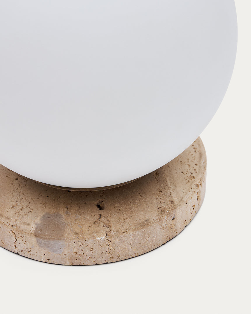 Malachi Tischlampe aus Milchglas und Travertinstein - ZEN ZONE Furniture
