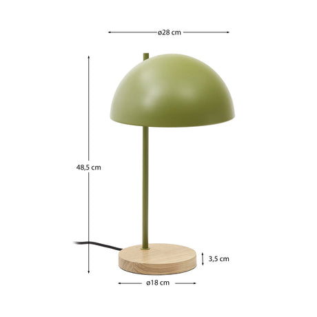 Catlar Tischlampe aus Eschenholz und Metall mit grünem Lackfinish - ZEN ZONE Furniture