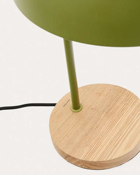 Catlar Tischlampe aus Eschenholz und Metall mit grünem Lackfinish - ZEN ZONE Furniture