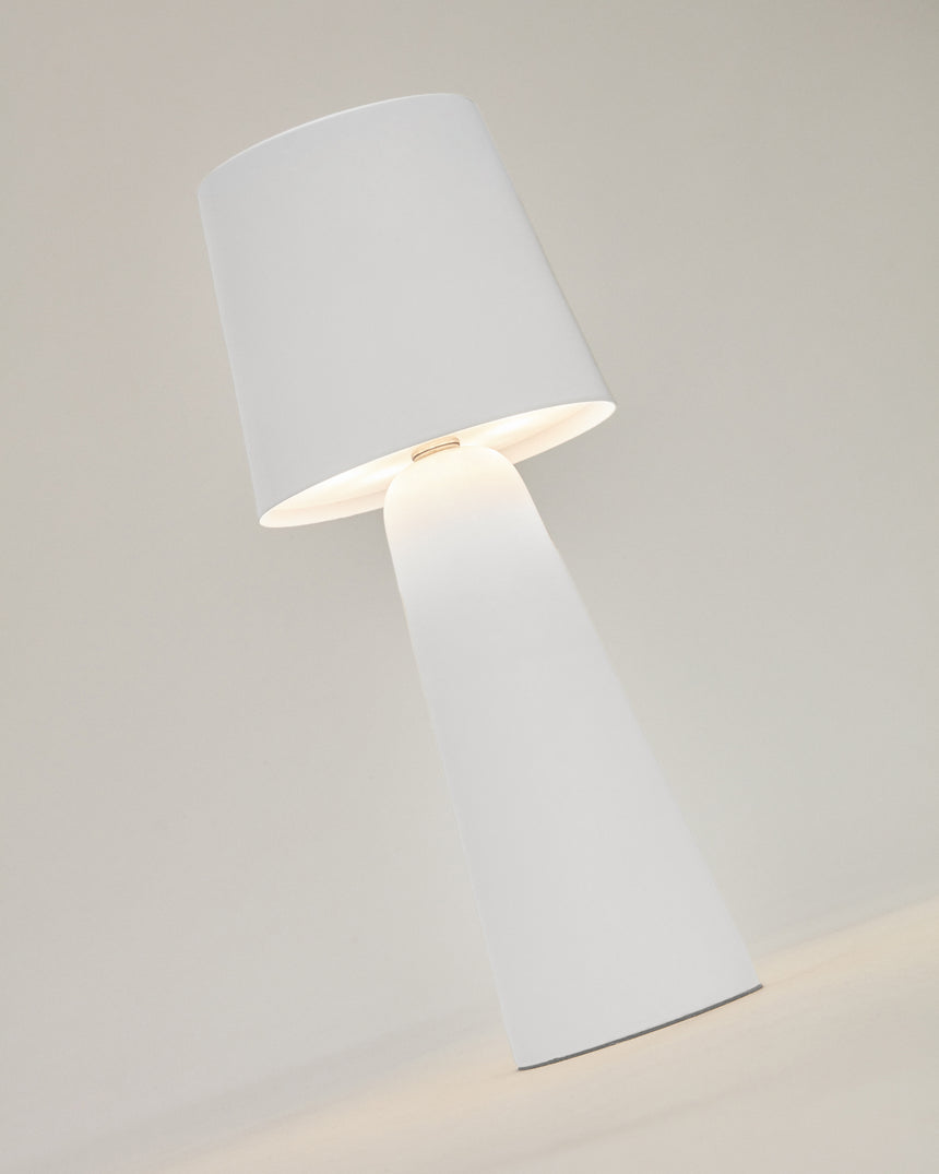 Arenys Outdoor Tischlampe klein aus Metall mit weißem Lackfinish - ZEN ZONE Furniture
