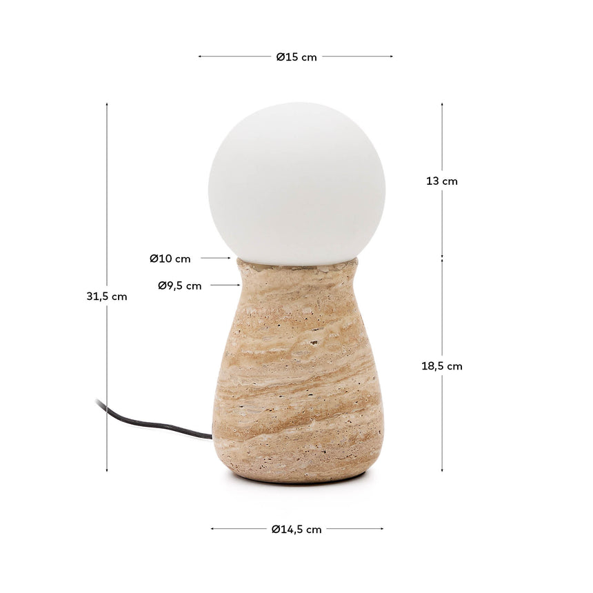 Tischleuchte Okeni aus Travertin und Glas. - ZEN ZONE Furniture