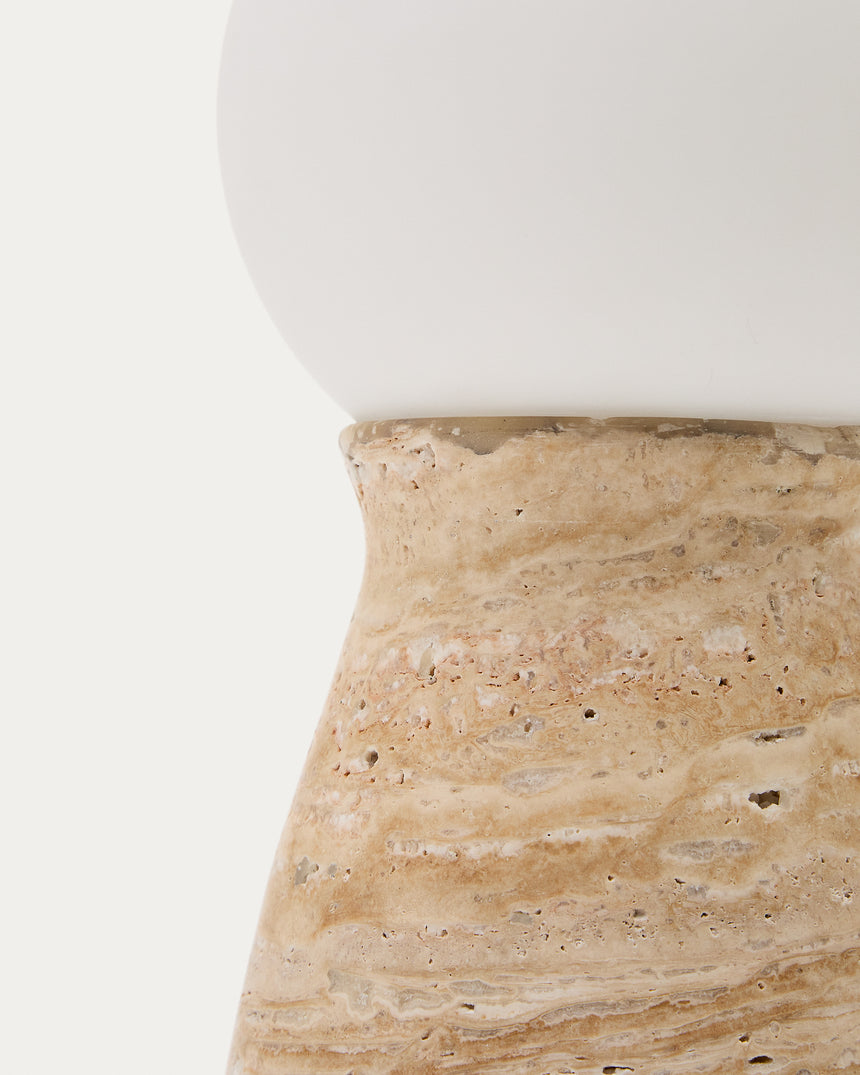 Tischleuchte Okeni aus Travertin und Glas. - ZEN ZONE Furniture