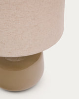 Tischleuchte Tay aus grüner Keramik und beigefarbenem Leinen - ZEN ZONE Furniture