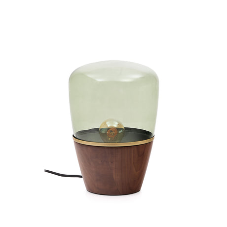 Tischleuchte Silex aus Walnussfurnier und grünem Glas - ZEN ZONE Furniture